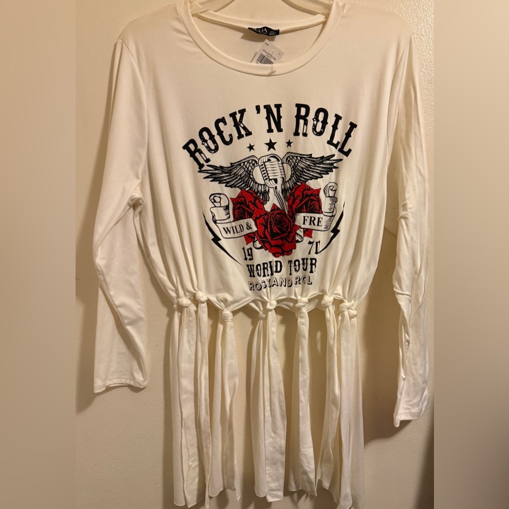 Rock 'N Roll Graphic Long Sleeve Top NWT Size 2X